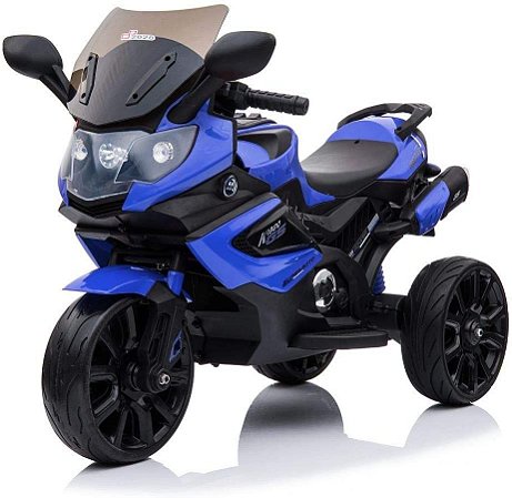 Mini Moto Elétrica Triciclo Luxo Azul Baby Style 998519