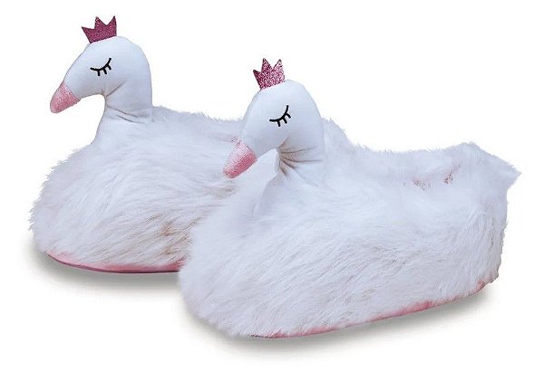 Pantufa Importway Cisne Branco e Rosa 3D 39/41 G IWP3DC3941