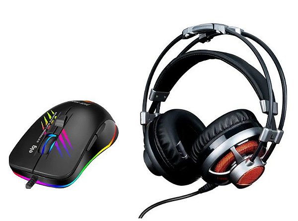 Kit ELG Mouse Gamer Death Chroma 4800dpi Preto + Headset Gamer HGSS71