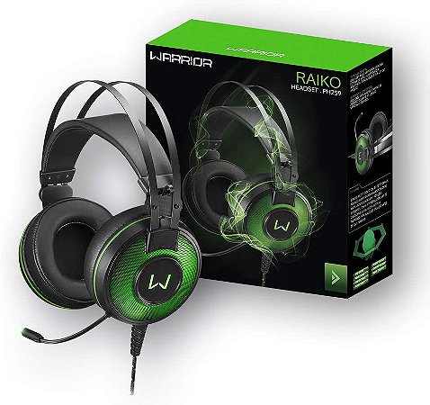 Headset Gamer Warrior Raiko USB 7.1 LED Verde Multilaser PH259