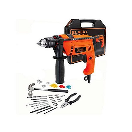 Kit Furadeira Impacto 550w HD555K88-B2 Black+Decker Com 82 Acessorios 220v