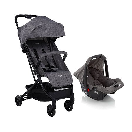 Carrinho Com Bebê Conforto Travel System Yupi Duo Pro Cinza Mescla Voyage Dorel CAX00686