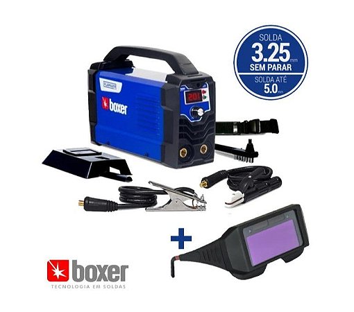 Kit Inversora de solda Boxer 200A tig Flama 201 Bivolt + Óculos de Solda Boxer