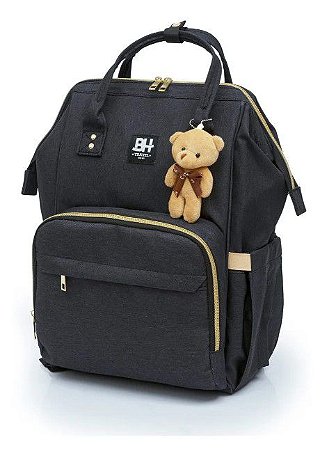 Mochila Maternidade Impermeável Preto Grande BH Store BHSMOC911