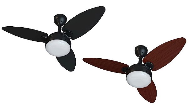 Ventilador de Teto Ventisol Elluz PR 3P Preto com Tabaco C/R Inverter 11186 Bivolt