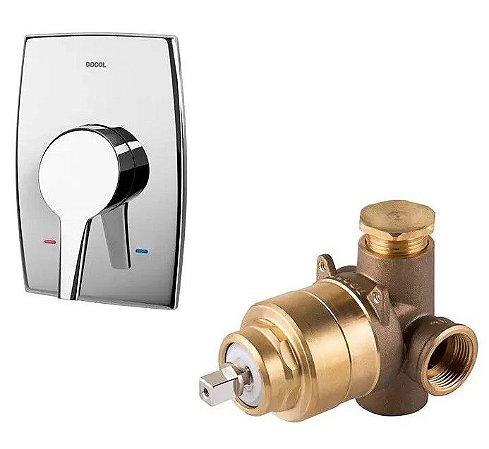 Kit Docol Base Misturador Monocomando 00658200 + Acabamento Monocomando 3/4" Nexus 00502906