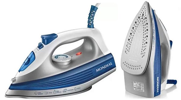 Ferro de Passar à Vapor Mondial FVN-01 BL 1200W Azul 6924-02 220V