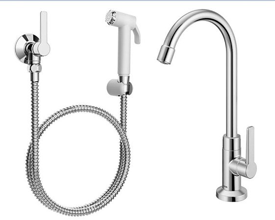 Kit Docol Torneira Lavatório de Mesa Gali 00799806 + Ducha Higiênica com registro Gali 00800806