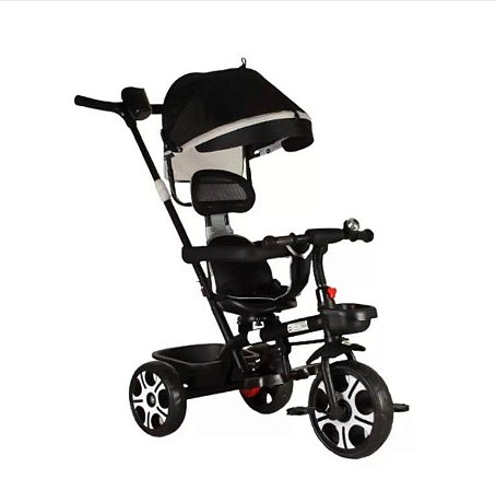 Triciclo com Empurrador Zupa Preto Baby Style 12050