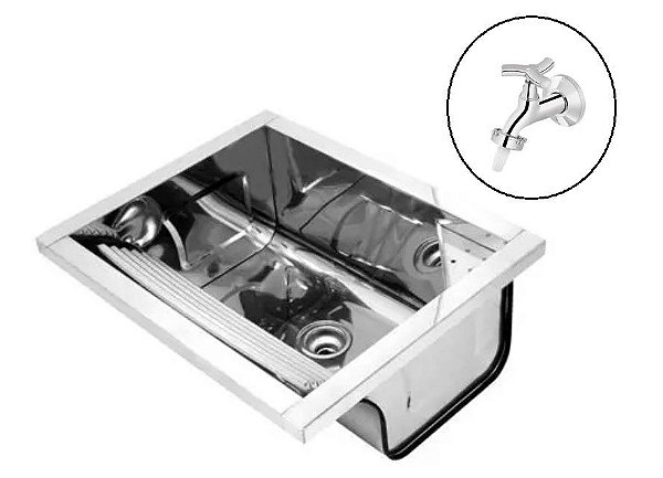 Kit Docol Tanque Reto 35L Sobrepor Com Válvula 017051CH + Torneira para Jardim 1130 Primor 00672806