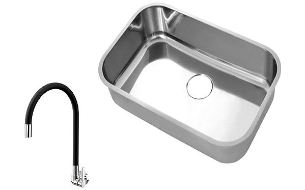 Kit Docol Torneira de Parede Galiflex Preta 00967457 + Cuba Invicta 56x34x18 CS2 S/V 01699404