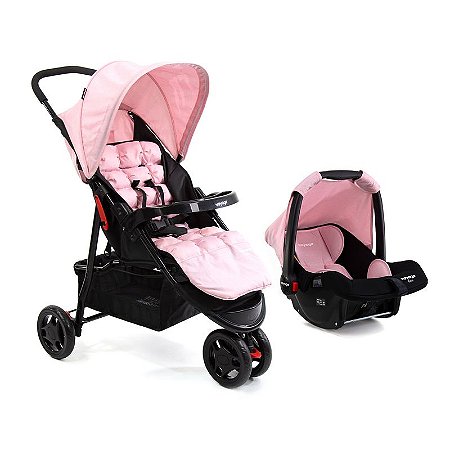 Carrinho Travel System Delta Duo Pro Rosa Mescla Voyage CAX007755 Dorel