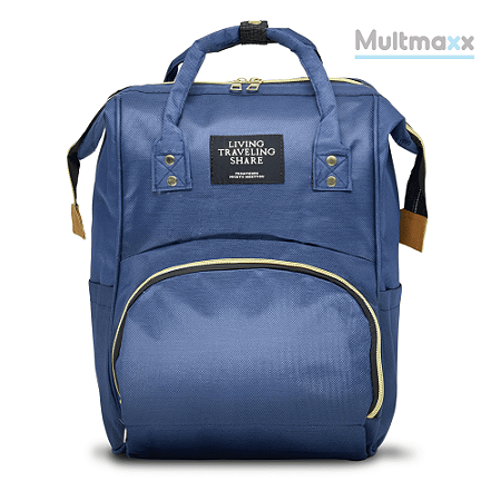 Mochila Maternidade Impermeável Azul Grande Multmaxx