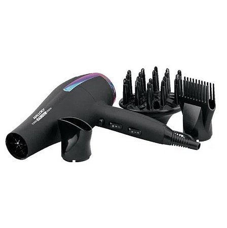 Secador Mallory Turbo Rainbow Preto 2000W 110v