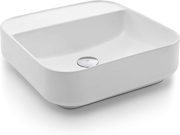 Cuba de Ceramica apoio quadrada com Mesa de Metais QD4 385x385x140 Branco Docol 971026
