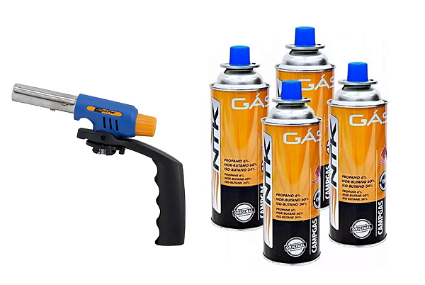 Kit Nautika Maçarico Ikon 280490-UN + 4 Unidades Cartucho De Gas Campgas