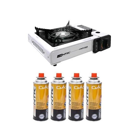 Kit Fogareiro Frontier Branco + 4 Cartucho De Gas Campgas Nautika