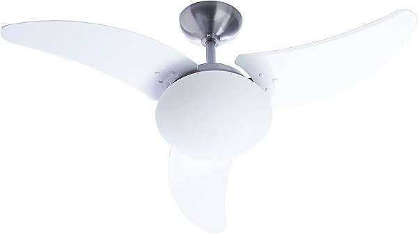 Ventilador de Teto Solano Aço escovado 3 Pás Branca 130w Tron 220v