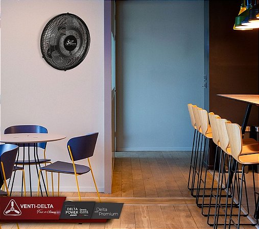 Ventilador Oscilante de Parede Premium 50cm com 4 Pás 170W Venti-Delta Preto Bivolt