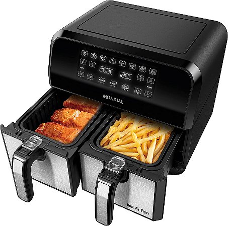 Fritadeira Air Fryer Dual Duplo Cesto 8L Mondial AFD-01-BI Preto 60Hz 110V