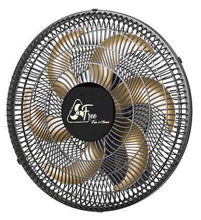 Ventilador de Parede New Delta Free 40cm com 6 Pás 140w Venti-Delta Preto/Dourado Bivolt