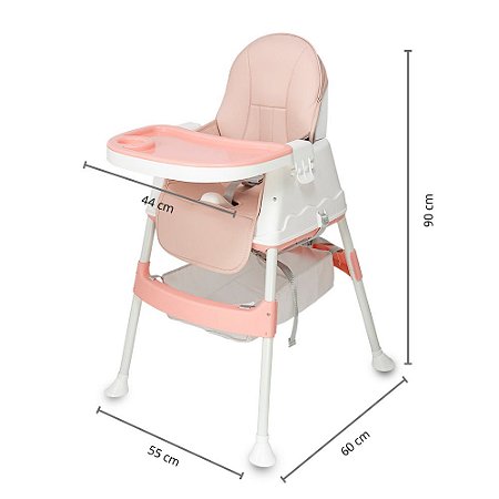 Cadeira de Alimentação Alta Multifuncional HS-B307 Rosa Multmaxx