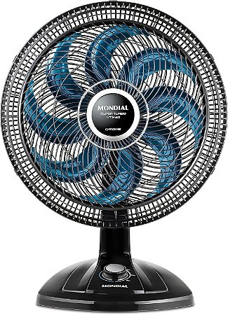 Ventilador de Mesa Mondial Turbo 8 Pás VTX-40-CHROME 140W Preto/Azul 110V