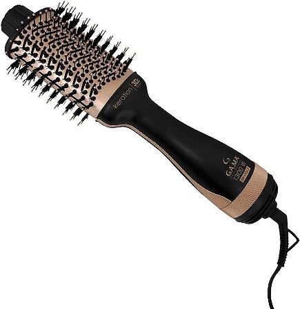 Escova Secadora Gama Stylish Keration Brush 3D 1.300W Preta/Rose Bivolt