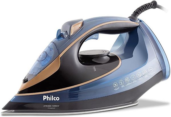 Ferro a Vapor Philco PFV2600AZ Steam Force Nano Ceramic Azul 220v 2400W