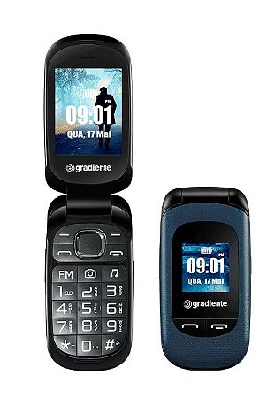 Celular Gradiente Flip Neo S105A RAM32MB Dual Chip, Rádio AM/FM, MP3 Azul/Preto