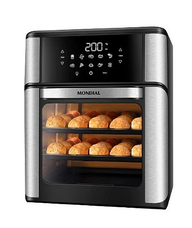 Fritadeira Elétrica Forno Oven 12L Mondial 2 em 1 2000W Preto/Inox AFON-12L-BI 110V