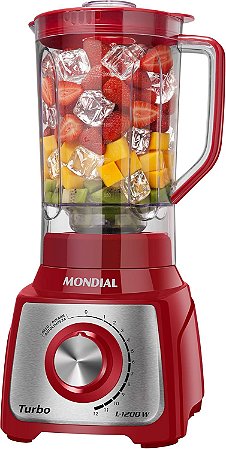 Liquidificador Mondial Turbo Inox L-1200 RI Com Filtro 1.200W Vermelho 110V