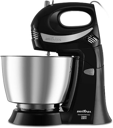 Batedeira Britânia Diamante Preta/Inox Turbo Duo 4,3L 550W 220V