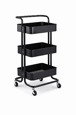 CARRINHO ORGANIZADOR COM RODINHAS PRETO MULTMAXX MTX129