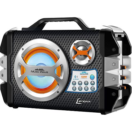 Caixa  Amplificada Music Wave Preto/Prata  Lenoxx CA303