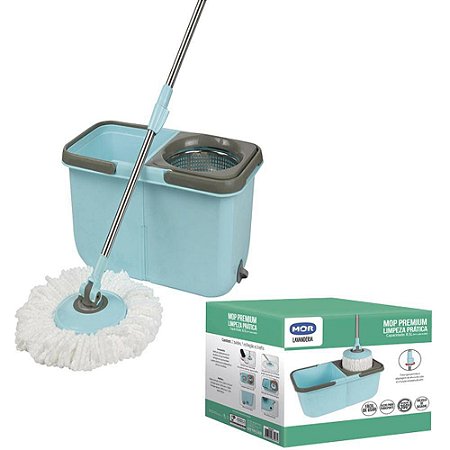 Esfregão Mop Premium Limpeza Prática Mor 8297 2 baldes