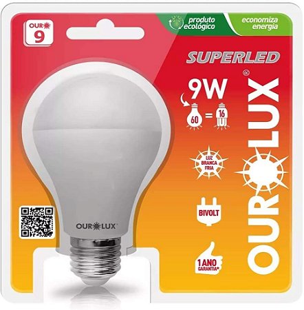 Kit 10 Lampadas Superled Ouro 9W Bivolt 6500k E27 Ourolux 20034