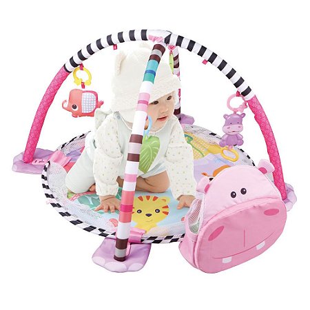 Tapete de Atividades Piscina de Bolinhas Hippo Rosa Baby Style