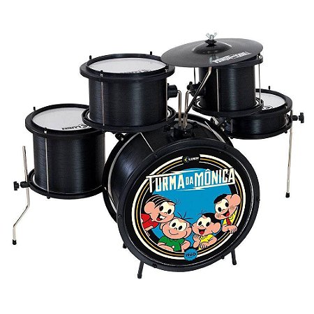 Bateria Infantil Luen Pop Turma da Monica Preta 44003TMPT