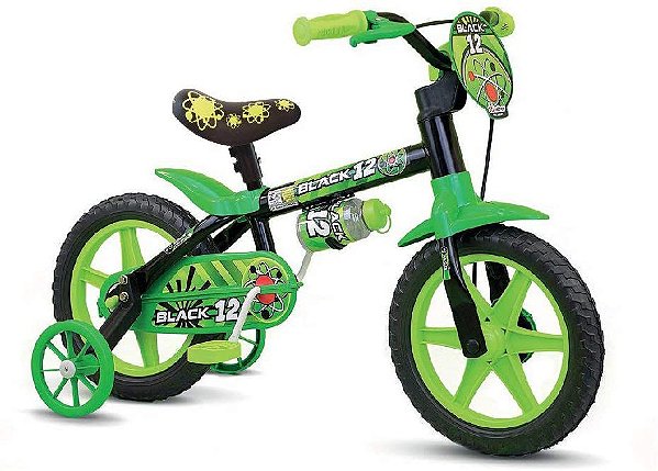 Bicicleta Infantil Aro 12 Black Selim PU Nathor