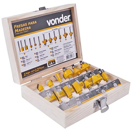 FRESA PARA MADEIRA JOGO COM 12 PEÇAS VONDER
