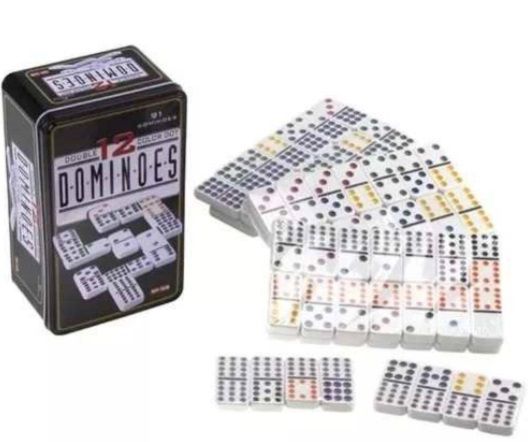 Jogo Domino Mexicano Double12 Colorido 91 Pedras Melanina