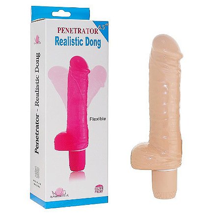 Pênis Bege em silicone com vibrador E escroto – Aphrodisia Sex shop