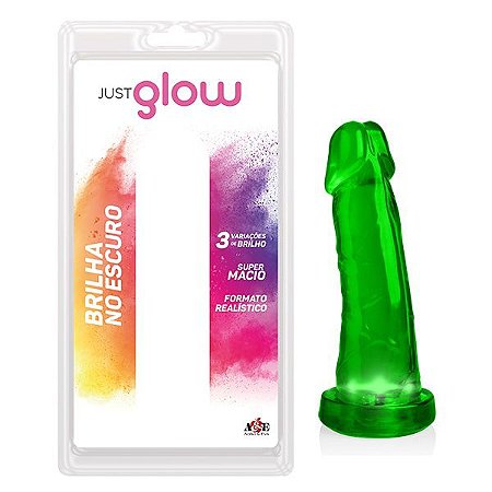 Pênis Verde Em Silicone Macio com Led – Just Glow 16cm – Sexshop