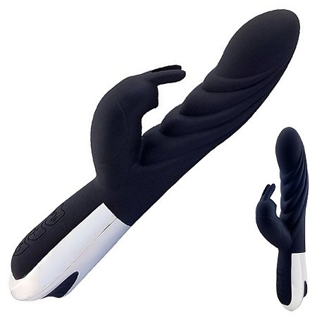 Vibrador de Clitóris e Ponto G Silicone Preto - Leason Sex shop