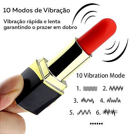 Vibrador Batom Estimulador de Clitóris LipStick 10 Vibrações - Sexshop