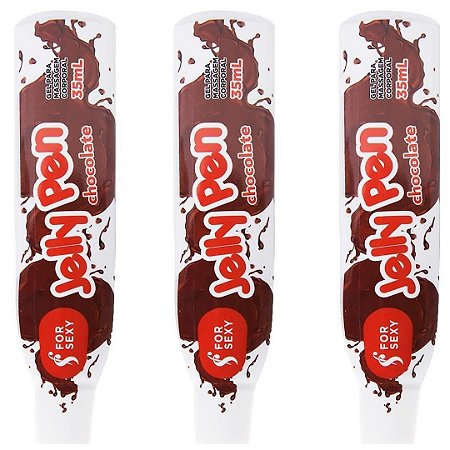 KIT 03 CanetaS Comestível Jelly Pen35Ml Chocolate - For Sexy