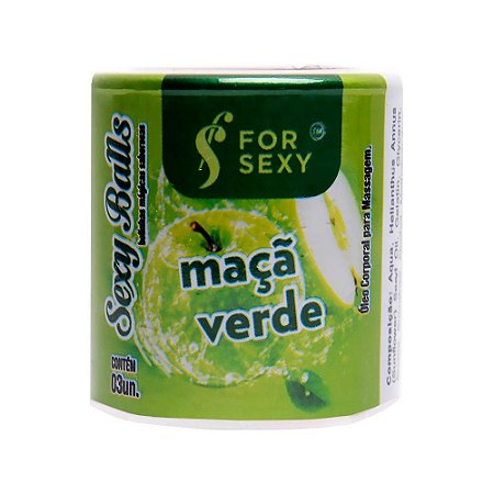 Bolinhas Mágica Sexy Ball Sabor Maça Verde 03 Unidades For Sexy