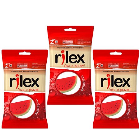 KIT 03 Preservativos No Sabor e Aroma de Melancia 03 Unidades Rilex