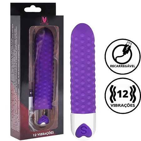 Vibrador Personal Recarregável Com 12 Velocidades 13x2,5CM